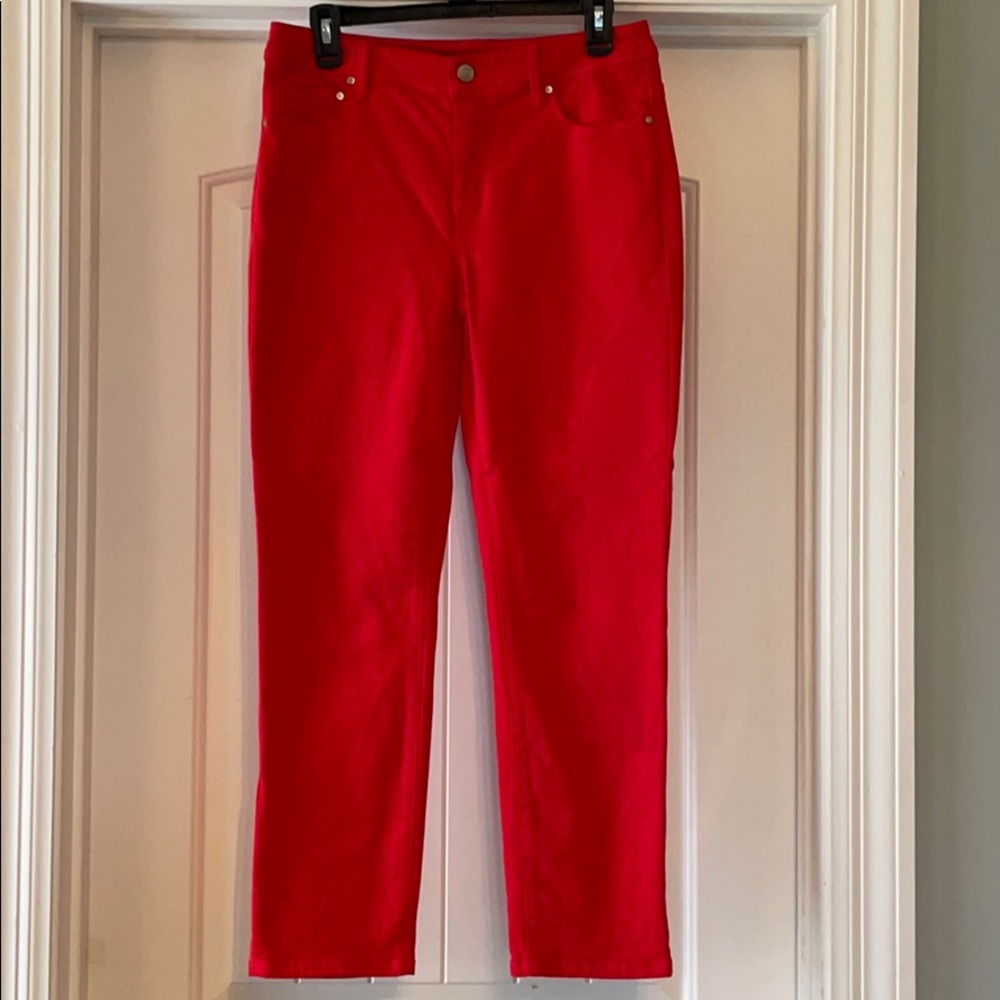 Chico’s Red So Slimming Girlfriend Crop Jeans Sz 0